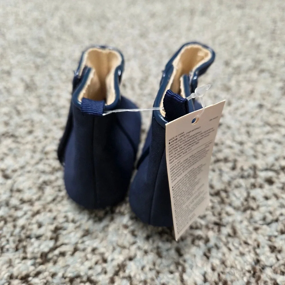 Baby‎ Gap Navy Booties Piped Ankle Boots Infant Shoes 18-24M